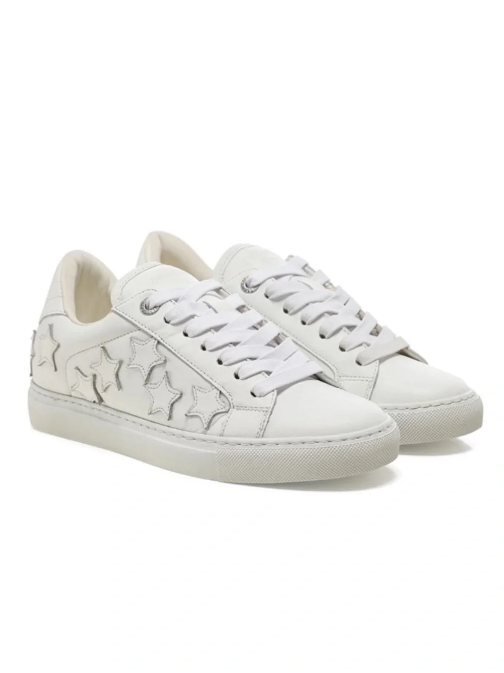 Zadig & Voltaire Women's White Star Smooth Leather Sneakers Size 9